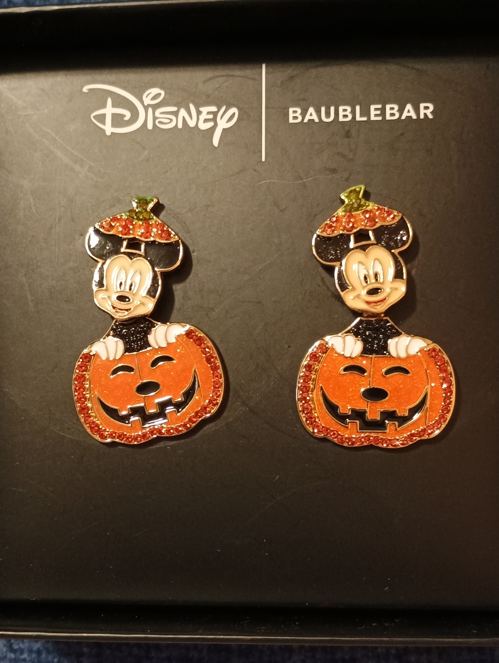 NIB Disney x BaubleBar Mickey Mouse Pumpkin Halloween Earrings Studs